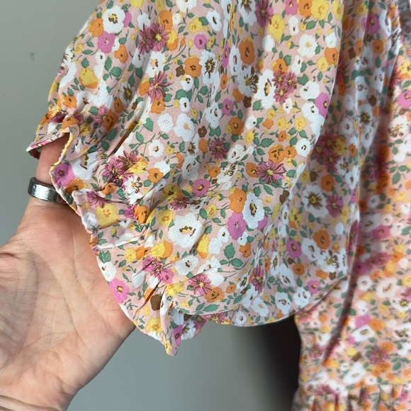 Arula Carson Floral Dress Size A 14/16 1X Smocked Milkmaid - Picture 9 of 16